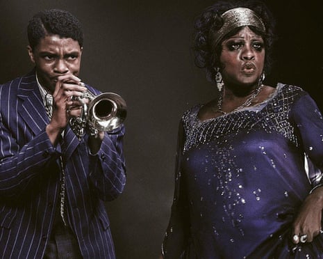 MA RAINEY S BLACK BOTTOM, US poster, from left: Chadwick Boseman, Viola Davis as Ma Rainey, 2020. © Netflix / Courtesy Everett Collection<br>2D87GHY MA RAINEY S BLACK BOTTOM, US poster, from left: Chadwick Boseman, Viola Davis as Ma Rainey, 2020. © Netflix / Courtesy Everett Collection