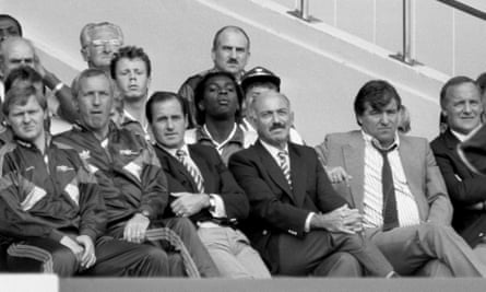 George Graham and Terry Venables take in the action from the sidelines at Wembley.