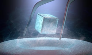 An artist’s depiction of magnetic material levitating above a high temperature superconductor