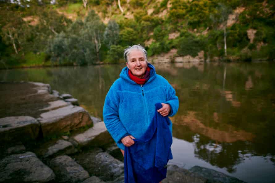 Daniella Connors, getting warm on the bank after her swim.