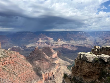 aerial view of cloudy skies over grand canyon