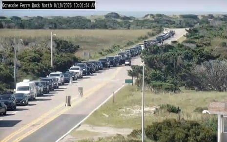 Cars lined up on a road