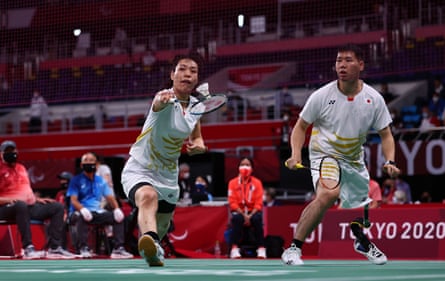Daisuke Fujihara and Akiko Sugino of Japan in action.