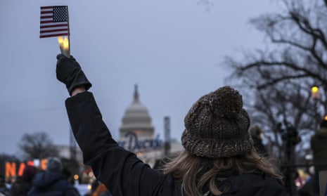 A vigil near the US Capitol on the anniversary of the 6 January 2021 attack on the Capitol by supporters of former President Donald Trump. 