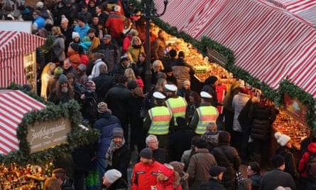 Police on patrol at Nuremberg Christmas market.