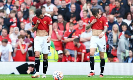 Manchester United v Brighton & Hove Albion, Premier League, Football, Old Trafford, Manchester, UK - 16 Sep 2023<br>EDITORIAL USE ONLY No use with unauthorised audio, video, data, fixture lists, club/league logos or "live" services. Online in-match use limited to 120 images, no video emulation. No use in betting, games or single club/league/player publications.
Mandatory Credit: Photo by Matt West/Shutterstock (14095059bl)
Bruno Fernandes of Manchester United looks dejected
Manchester United v Brighton & Hove Albion, Premier League, Football, Old Trafford, Manchester, UK - 16 Sep 2023