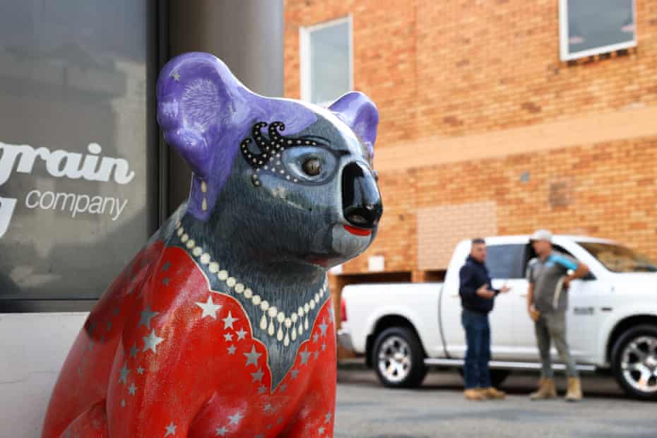 A statue of Lady Koala painted on the Hello Koalas Sculpture Trail