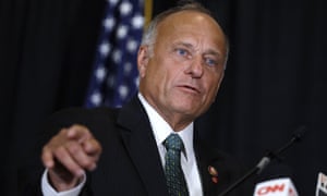 Representative Steve King, of Iowa, speaks during a news conference in Des Moines, Iowa, in August 2019.
