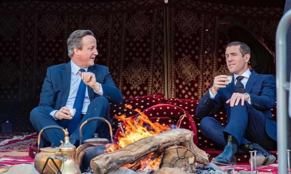 David Cameron and Lex Greensill in Saudi Arabia in January 2020.