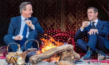 Former UK prime minister David Cameron and Lex Greensill, founder of Greensill Capital, in Saudi Arabia in January 2020.