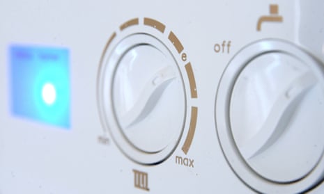 The controls on a domestic gas boiler.