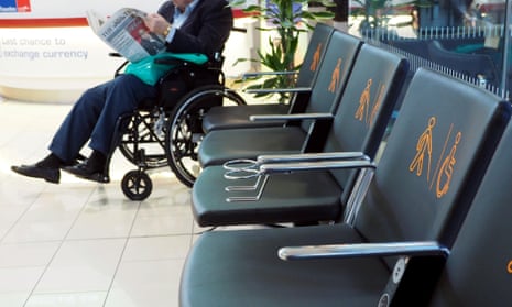 Seating area for elderly and disabled passengers at London City Airport.