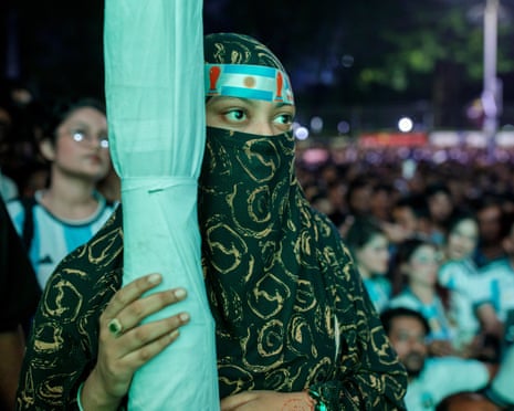 A Bangladeshi woman attwnds the Argentina v Austria screening.