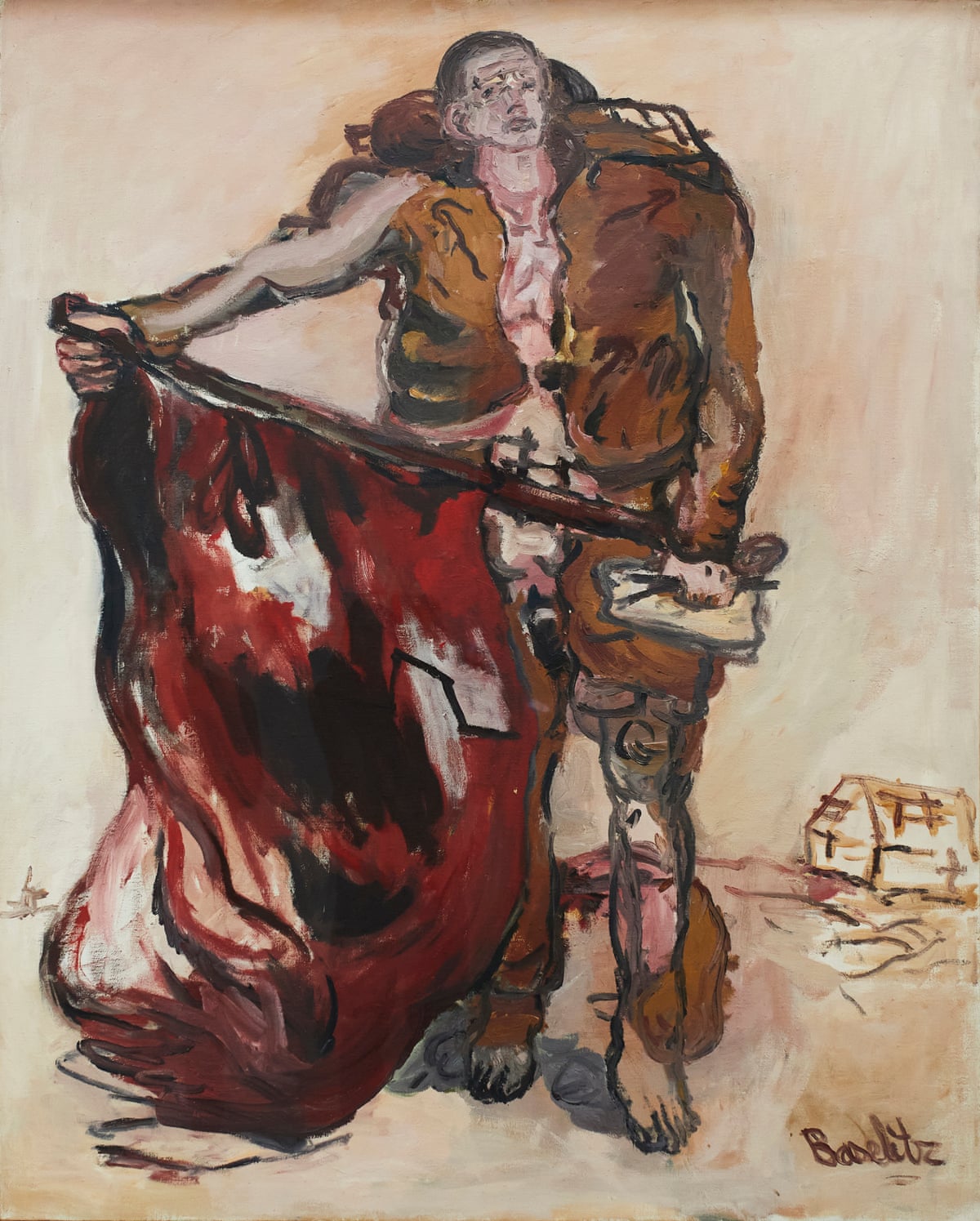 George Baselitz, Mit Roter Fahne (With Red Flag), 1965.