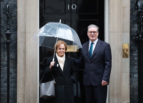 Keir Starmer with Holocaust survivor Mala Tribich outside No 10 this morning, as she arrived to address cabinet.