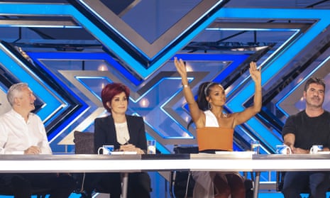 Judges Louis Walsh, Sharon Osbourne, Alesha Dixon and Simon Cowell on The X Factor in 2017.