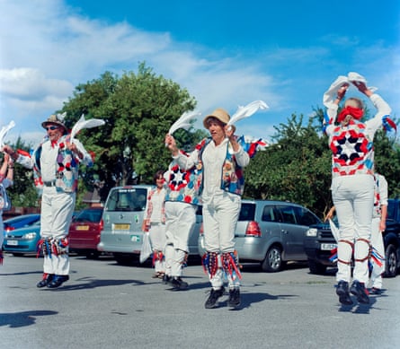 Dancers perform in a pub car park in Oxfordshire