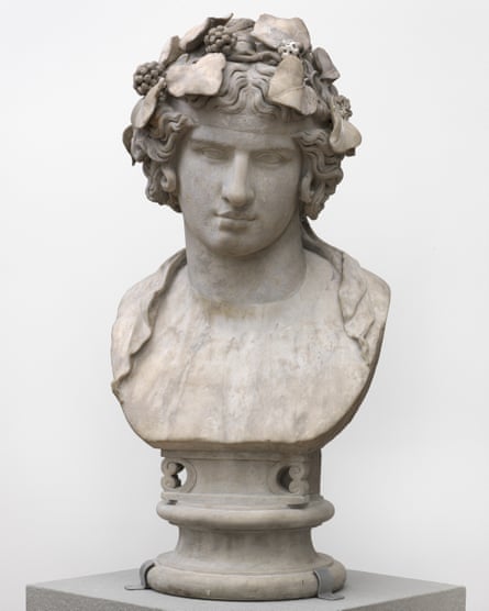 Roman marble head of Antinous, Sculpture. Figure/Bust. Head of Antinous. Luna marble, height 0.41m, AD 101-200. Find Spot: Tivoli, Italy. Middle Roman Period.
