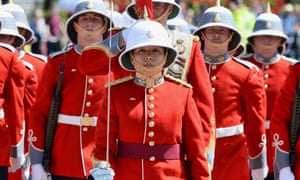 Megan Couto (centre) leads her battalion to makes history as the first woman to command the Queen’s Guard at Buckingham Palace.