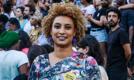 The Rio de Janeiro councilwoman Marielle Franco smiles for a photo in Cinelandia square in January 2018.