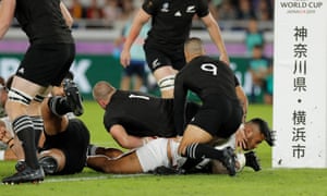 Manu Tuilagi of England scores their first try.