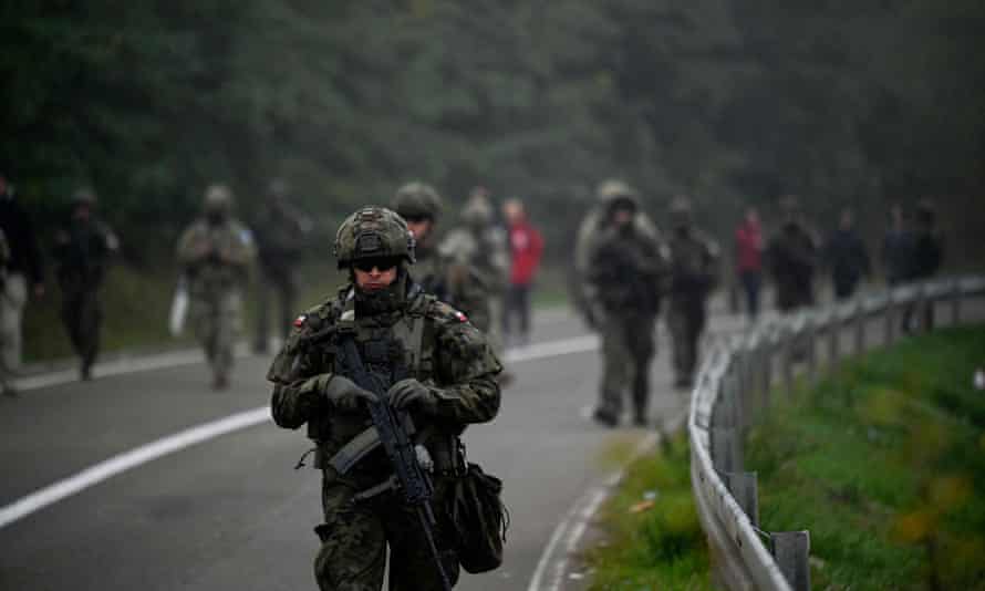 Nato soldiers patrol in Jarinje, Kosovo, along the country’s border with Serbia in October 2021.