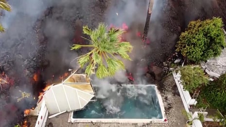 Lava fills swimming pool as La Palma eruption continues – video 