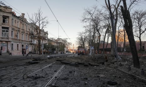 Aftermath of a Russian missile attack in Odesa, Ukraine.