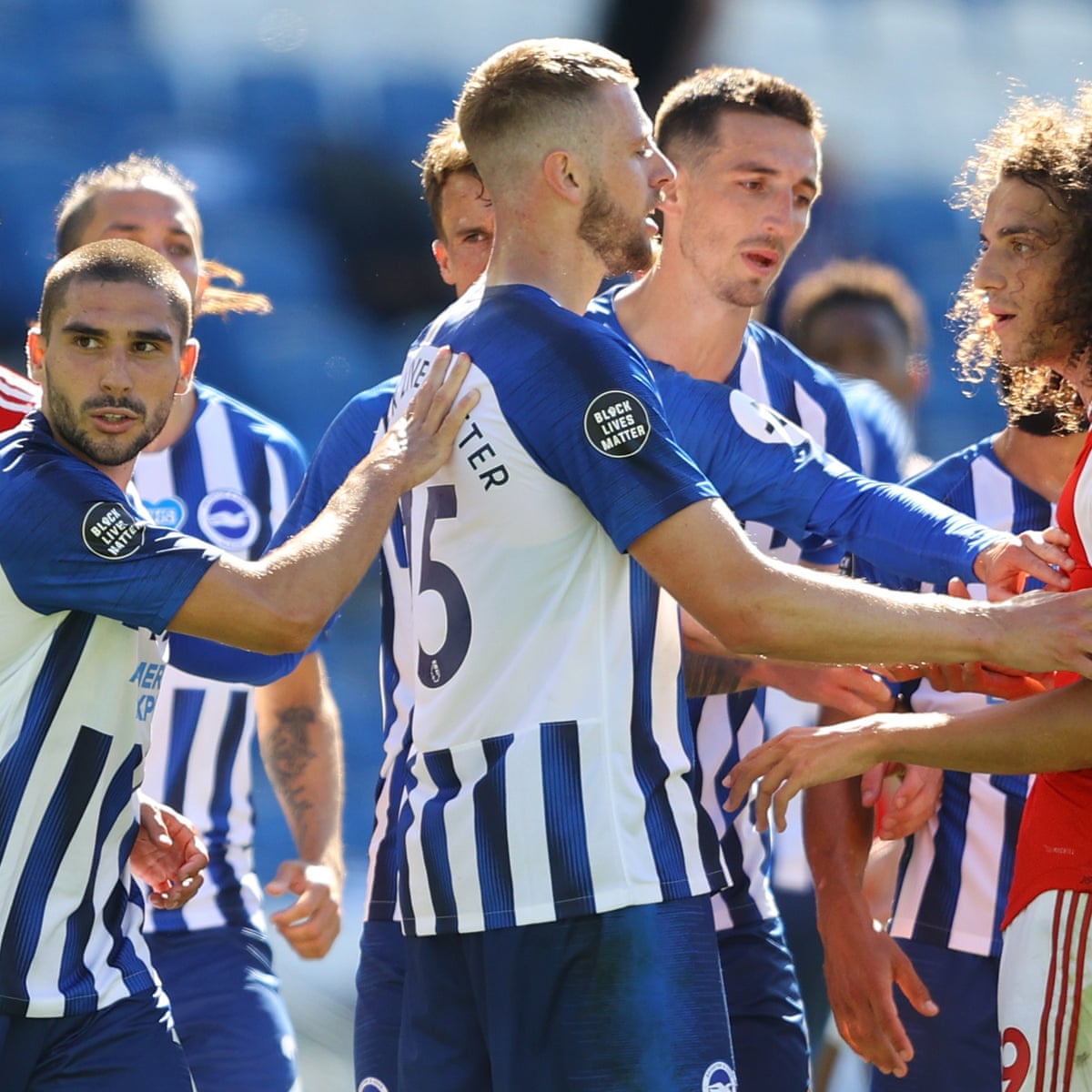 Arsenal S Guendouzi Escapes Fa Action Over Grabbing Maupay S Throat Football The Guardian