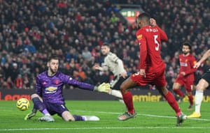 Liverpool's Georginio Wijnaldum has a goal disallowed.
