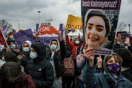 Protests against Turkey’s withdrawal from the Istanbul convention, shortly after the decision in early 2021, in Kadıköy, Istanbul, Turkey
