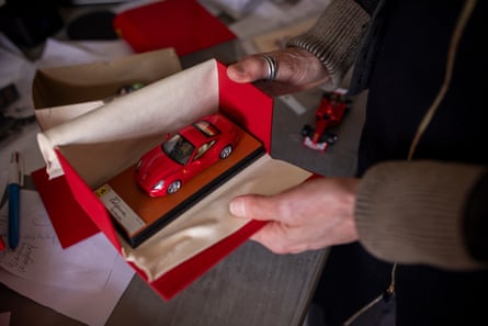 A small replica Ferrari given to McLeod – he was obsessed with collecting cars but sold them before he died