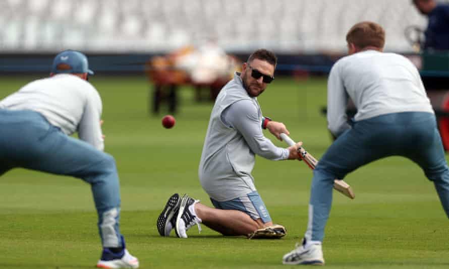Brendon McCullum takes part in a nets session. The captains and head coaches of both sides in this series were all born in New Zealand.