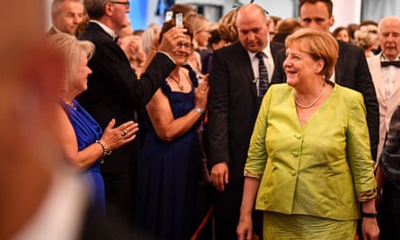 Angela Merkel arrives at the the opening of the Bayreuth festival.