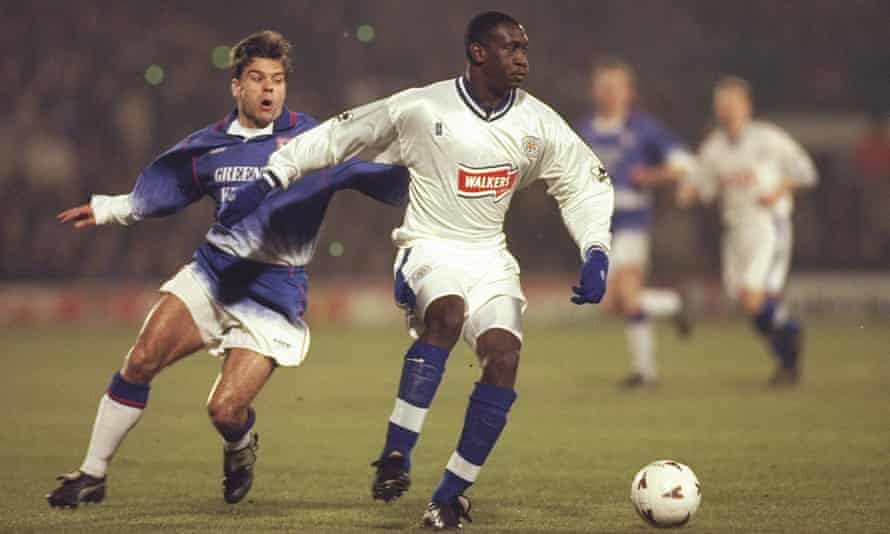 Emile Heskey shields the ball during Leicester’s Coca-Cola Cup quarter-final win over Ipswich in 1997