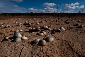 A dried up reservoir in drought-stricken Buendía, Spain