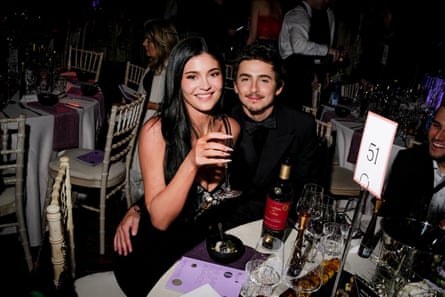 Kylie Jenner and Timothée Chalamet backstage.