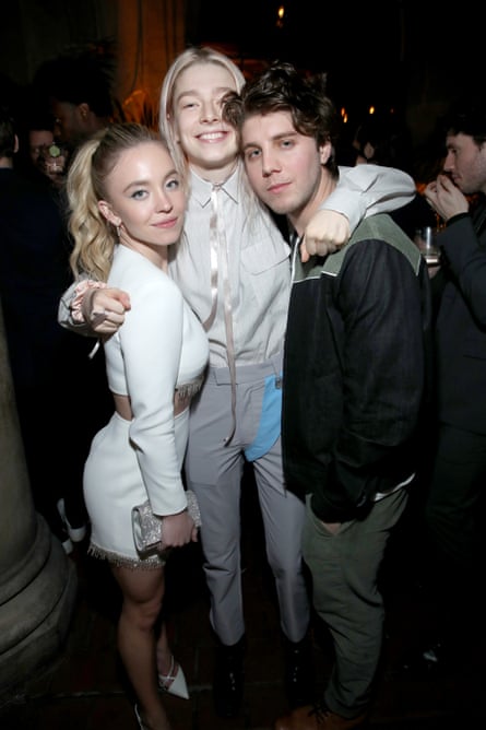 Lukas Gage with Sydney Sweeney and Hunter Schafer.