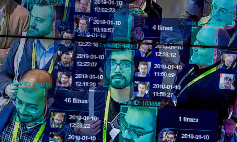 A demonstration of facial recognition at a US exhibition