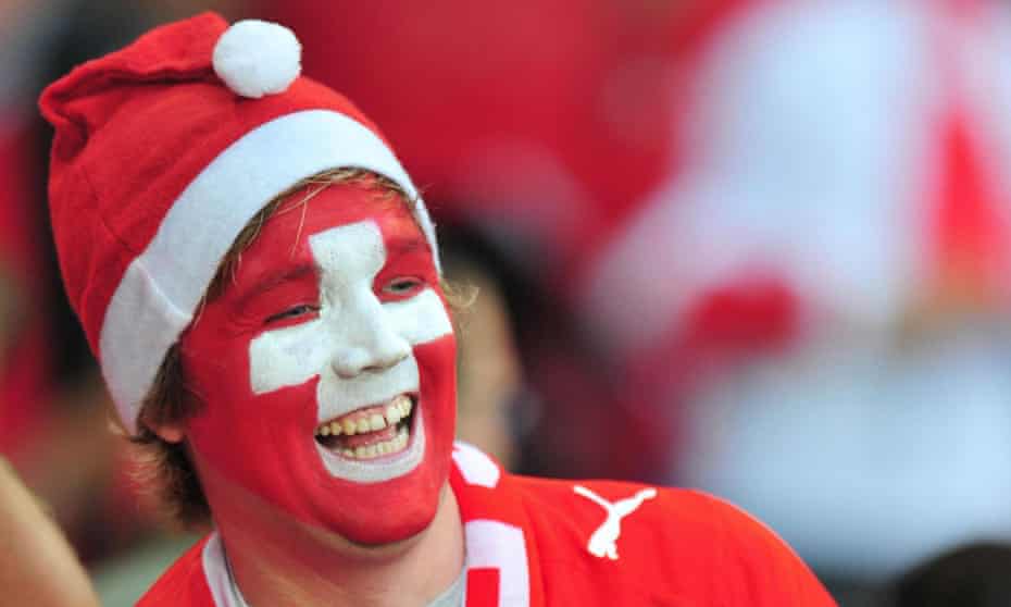 A happy Swiss football fan.