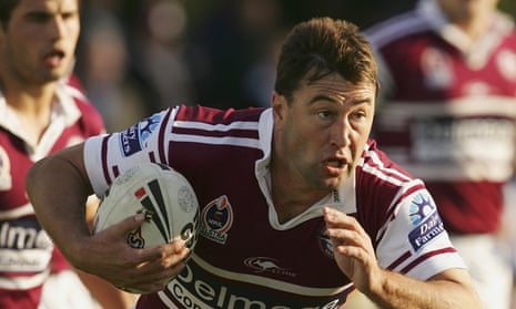 Terry Hill runs with the ball while playing for the Sea Eagles in 2005
