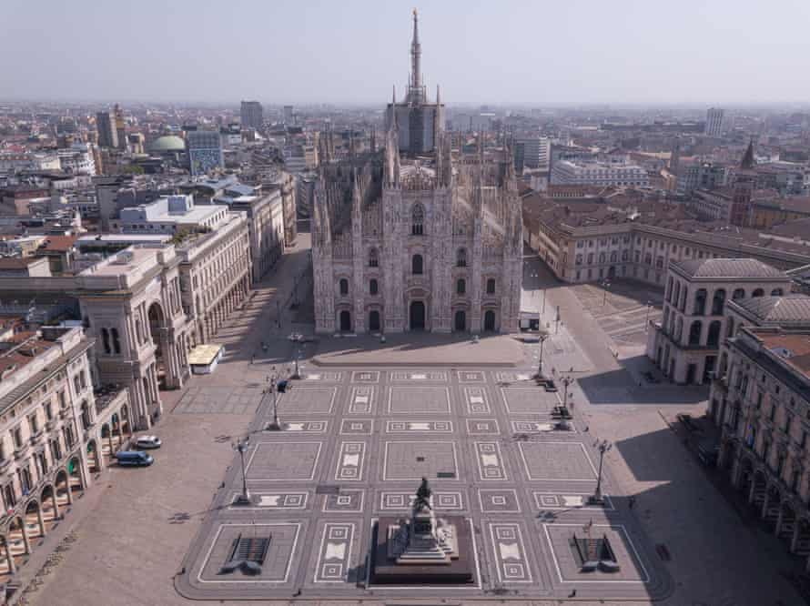 Piazza Del Duomo in Milan, empty during the coronavirus outbreak.