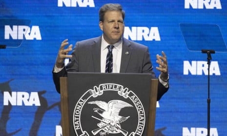 New Hampshire Governor Chris Sununu speaks at the 2023 National Rifle Association annual convention in Indianapolis on 14 April.