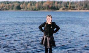 Saga Vanecek standing in lake Vidöstern in Tånnö, southern Sweden