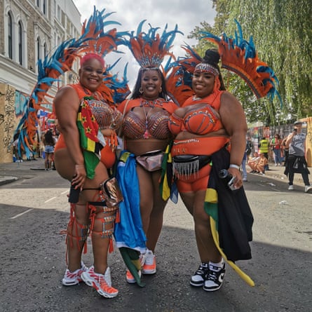 Nicole and two friends in their carnival costumes