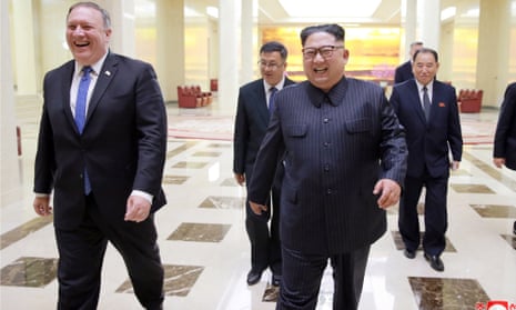 Mike Pompeo and Kim Jong-un in Pyongyang, North Korea on 9 May.