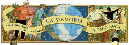 illustration of people around a globe with the word ‘la memoria’ on it