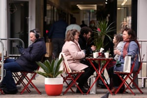 Sitting outside a cafe