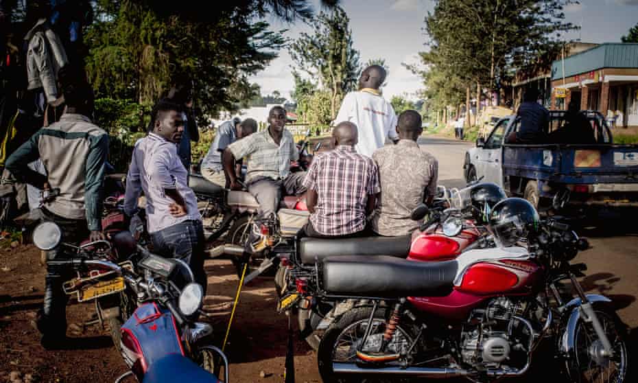 Motorcycle taxi drivers in Uganda