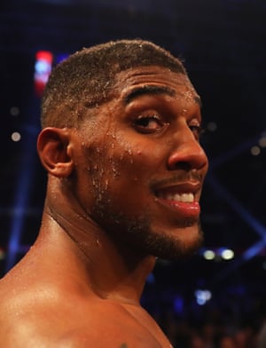 Anthony Joshua looks happy enough with the 10th round stoppage victory.